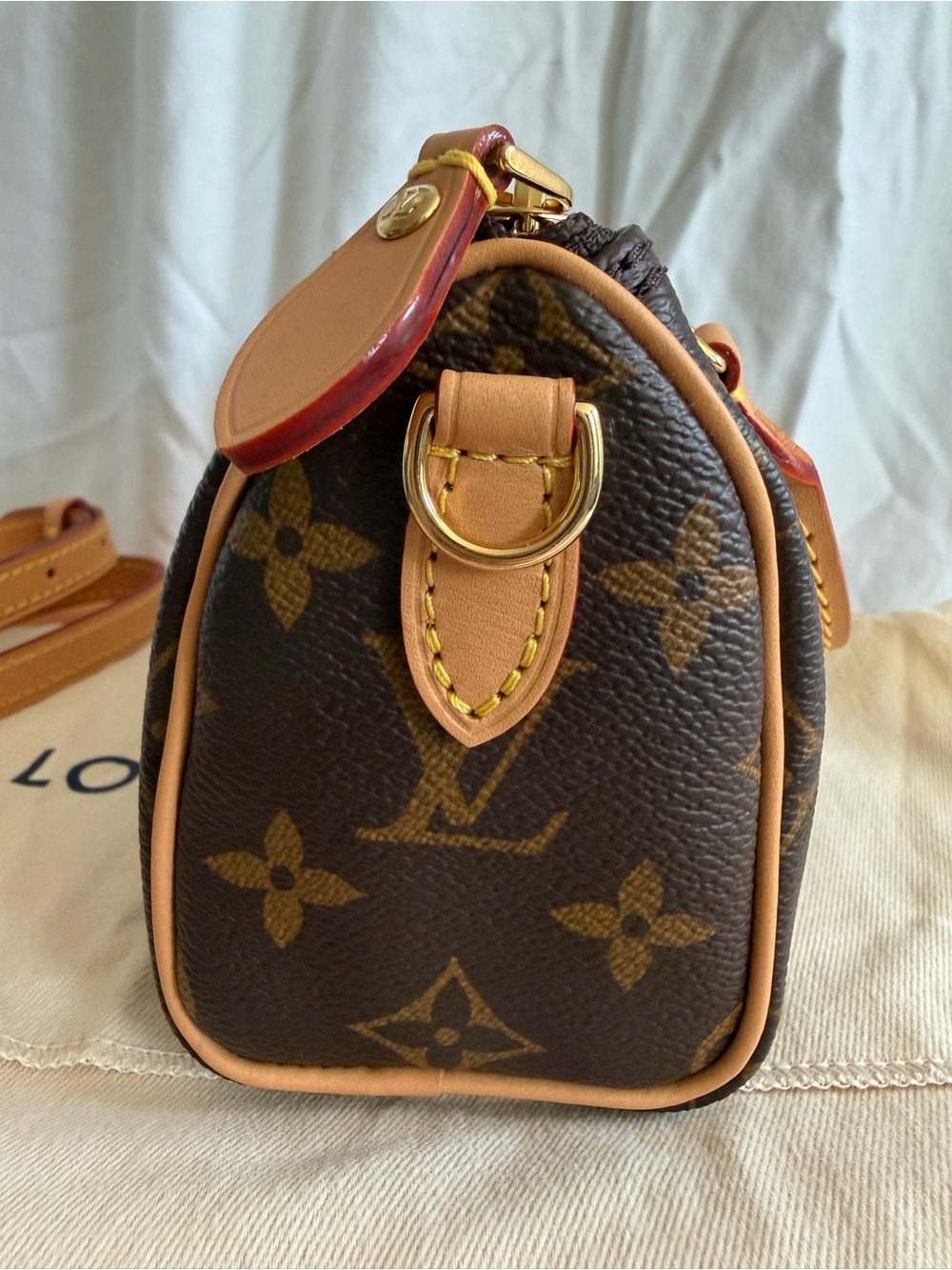 ❌SOLD❌ Louis Vuitton Monogram Nano Speedy Handbag with Vachetta Trim - Picture 6 of 13